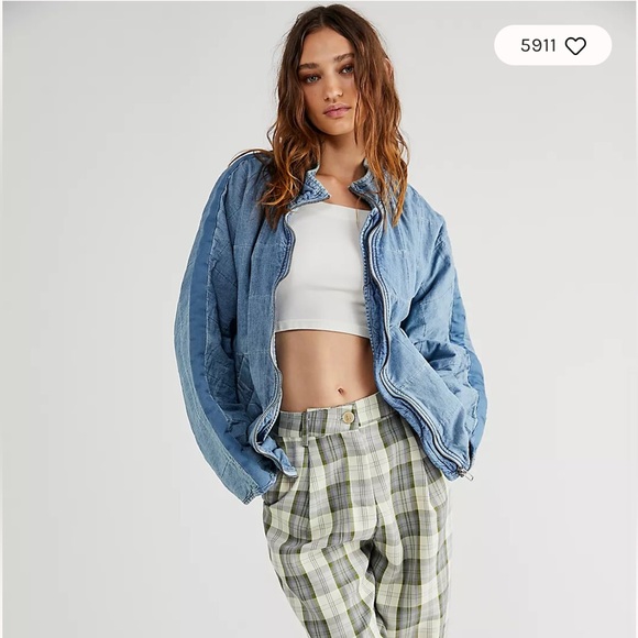 Free People Women's Blue Denim Jacket - Picture 1 of 6